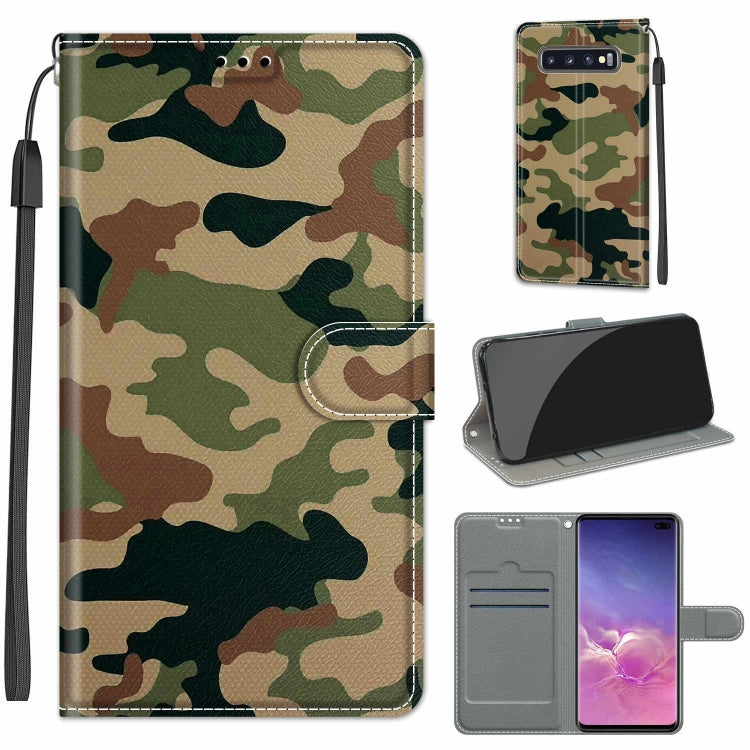 Custodia in pelle PU a vibrazione orizzontale con chiusura magnetica a disegno colorato di tensione con supporto e slot per schede, For Samsung Galaxy S10+
