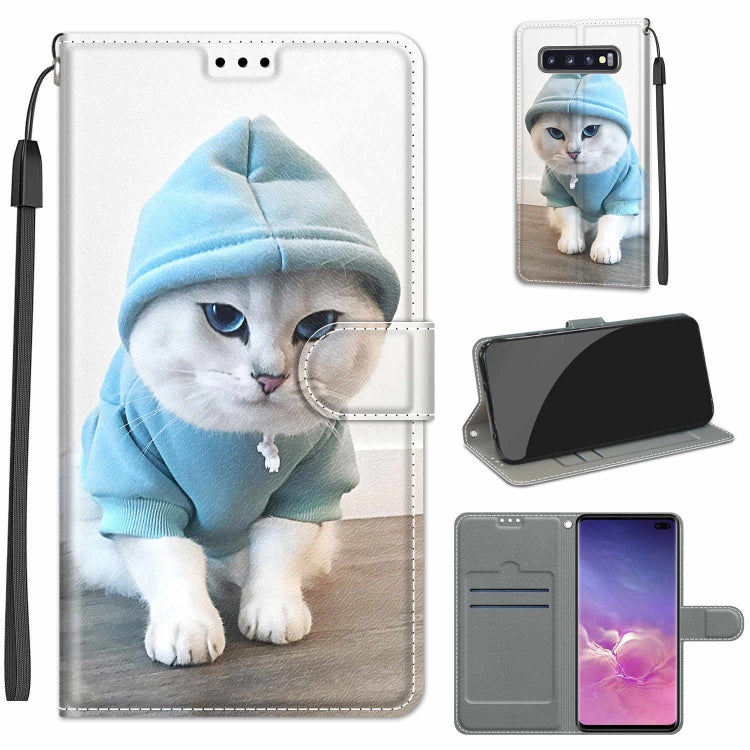 Custodia in pelle PU a vibrazione orizzontale con chiusura magnetica a disegno colorato di tensione con supporto e slot per schede, For Samsung Galaxy S10+