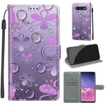 Custodia in pelle PU a vibrazione orizzontale con chiusura magnetica a disegno colorato di tensione con supporto e slot per schede, For Samsung Galaxy S10+