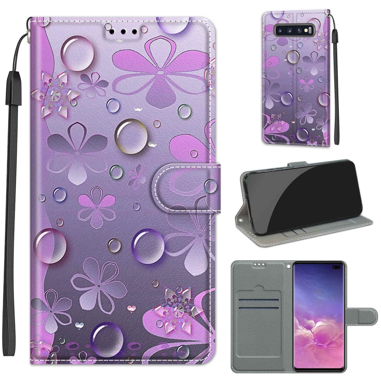 Custodia in pelle PU a vibrazione orizzontale con chiusura magnetica a disegno colorato di tensione con supporto e slot per schede, For Samsung Galaxy S10+