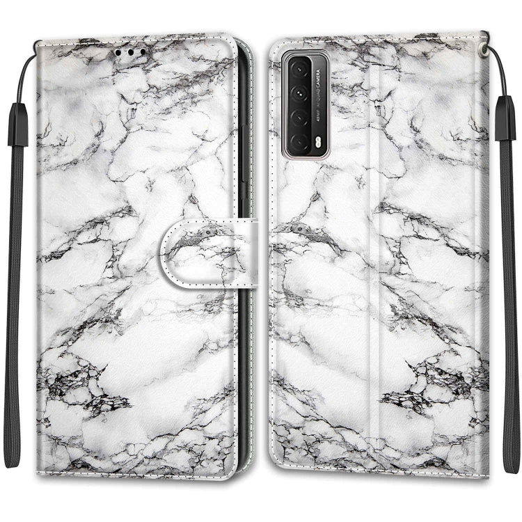 Custodia in pelle PU a vibrazione orizzontale con chiusura magnetica a disegno colorato di tensione con supporto e slot per schede, For Huawei P Smart 2021 / Y7a