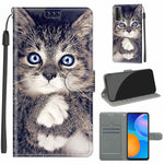 Custodia in pelle PU a vibrazione orizzontale con chiusura magnetica a disegno colorato di tensione con supporto e slot per schede, For Huawei P Smart 2021 / Y7a