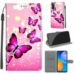 Custodia in pelle PU a vibrazione orizzontale con chiusura magnetica a disegno colorato di tensione con supporto e slot per schede, For Huawei P Smart 2021 / Y7a