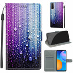 Custodia in pelle PU a vibrazione orizzontale con chiusura magnetica a disegno colorato di tensione con supporto e slot per schede, For Huawei P Smart 2021 / Y7a