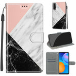 Custodia in pelle PU a vibrazione orizzontale con chiusura magnetica a disegno colorato di tensione con supporto e slot per schede, For Huawei P Smart 2021 / Y7a