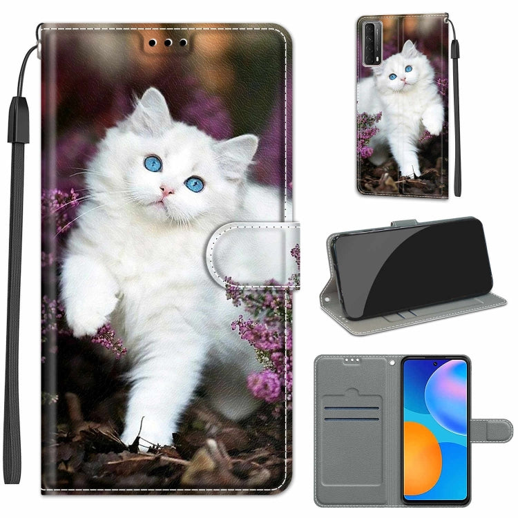 Custodia in pelle PU a vibrazione orizzontale con chiusura magnetica a disegno colorato di tensione con supporto e slot per schede, For Huawei P Smart 2021 / Y7a