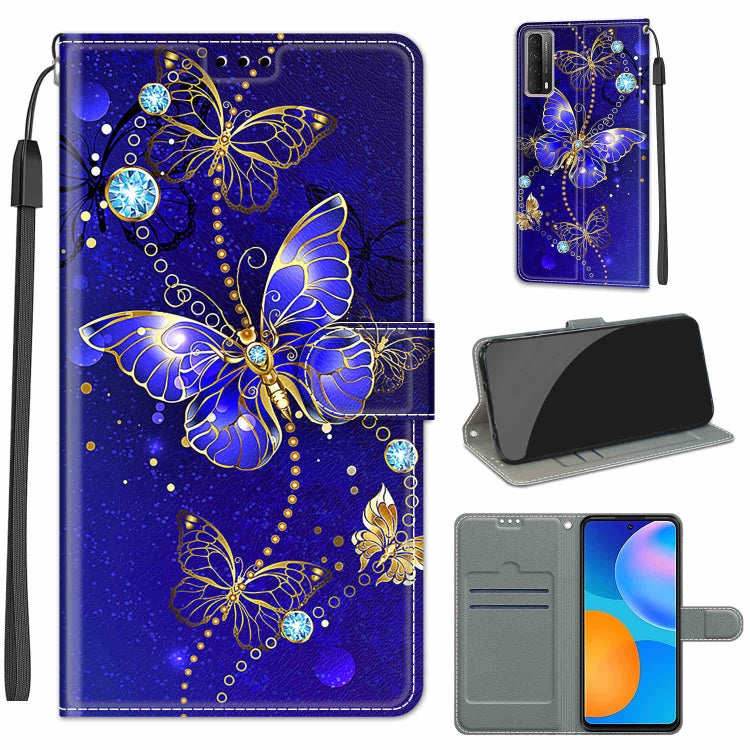 Custodia in pelle PU a vibrazione orizzontale con chiusura magnetica a disegno colorato di tensione con supporto e slot per schede, For Huawei P Smart 2021 / Y7a