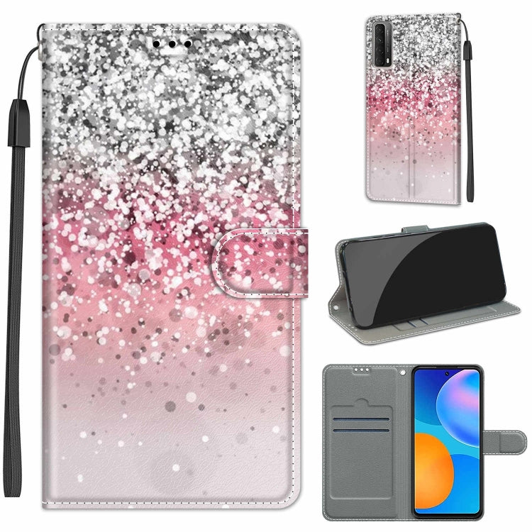 Custodia in pelle PU a vibrazione orizzontale con chiusura magnetica a disegno colorato di tensione con supporto e slot per schede, For Huawei P Smart 2021 / Y7a