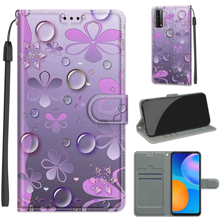 Custodia in pelle PU a vibrazione orizzontale con chiusura magnetica a disegno colorato di tensione con supporto e slot per schede, For Huawei P Smart 2021 / Y7a