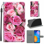 Custodia in pelle PU a vibrazione orizzontale con chiusura magnetica a disegno colorato di tensione con supporto e slot per schede, For Huawei P Smart 2021 / Y7a