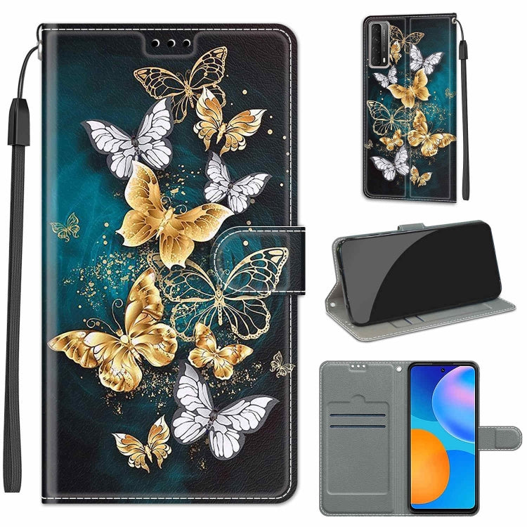 Custodia in pelle PU a vibrazione orizzontale con chiusura magnetica a disegno colorato di tensione con supporto e slot per schede, For Huawei P Smart 2021 / Y7a
