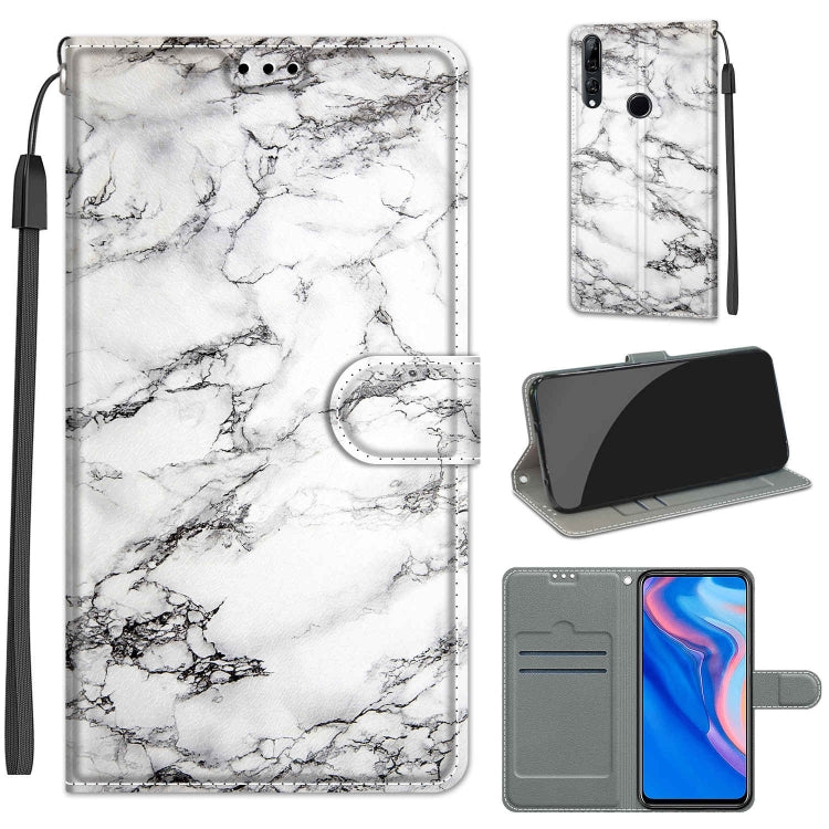 Custodia in pelle PU a vibrazione orizzontale con chiusura magnetica a disegno colorato di tensione con supporto e slot per schede, For Huawei P Smart Z / Y9 Prime / 9X / 9X Pro