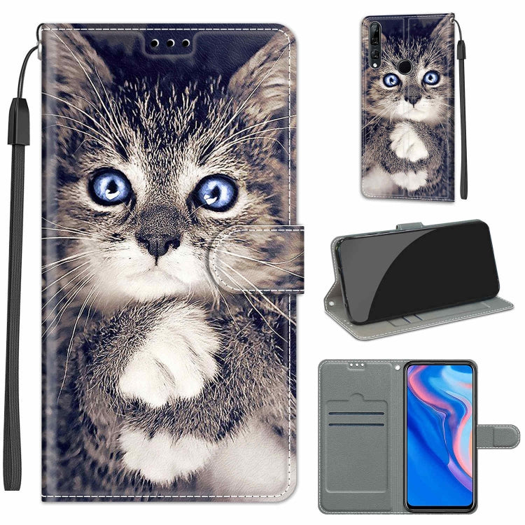 Custodia in pelle PU a vibrazione orizzontale con chiusura magnetica a disegno colorato di tensione con supporto e slot per schede, For Huawei P Smart Z / Y9 Prime / 9X / 9X Pro