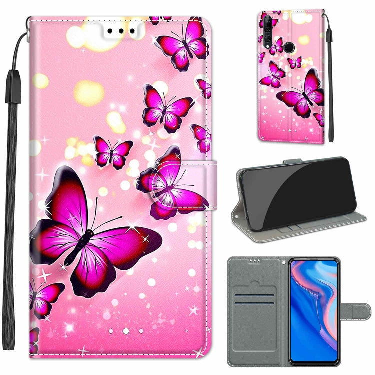 Custodia in pelle PU a vibrazione orizzontale con chiusura magnetica a disegno colorato di tensione con supporto e slot per schede, For Huawei P Smart Z / Y9 Prime / 9X / 9X Pro