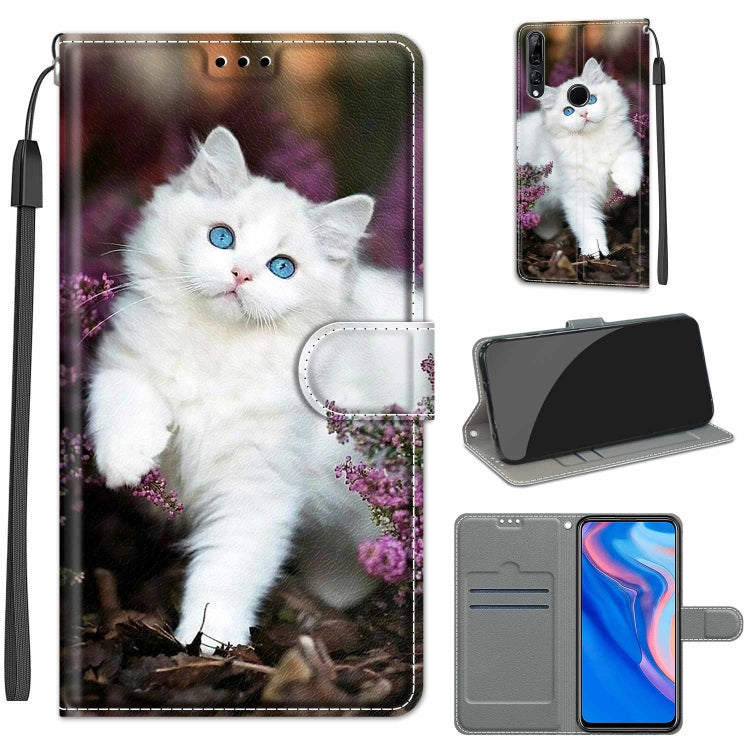Custodia in pelle PU a vibrazione orizzontale con chiusura magnetica a disegno colorato di tensione con supporto e slot per schede, For Huawei P Smart Z / Y9 Prime / 9X / 9X Pro