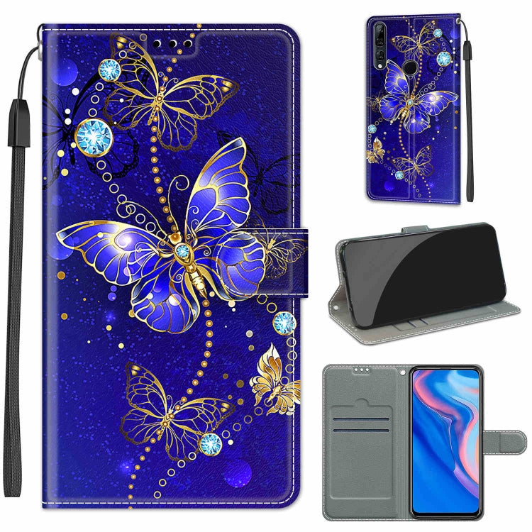 Custodia in pelle PU a vibrazione orizzontale con chiusura magnetica a disegno colorato di tensione con supporto e slot per schede, For Huawei P Smart Z / Y9 Prime / 9X / 9X Pro