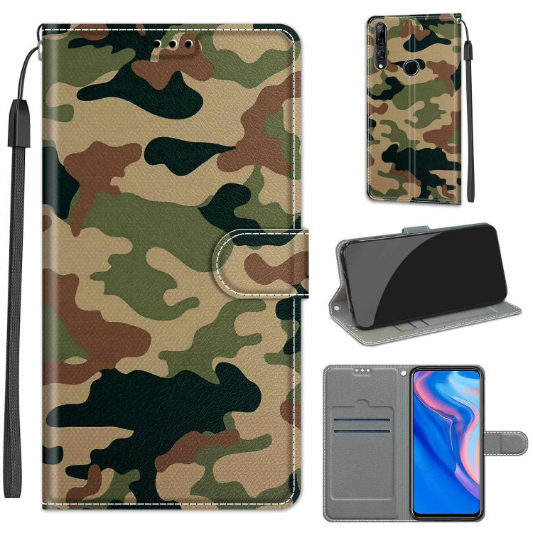 Custodia in pelle PU a vibrazione orizzontale con chiusura magnetica a disegno colorato di tensione con supporto e slot per schede, For Huawei P Smart Z / Y9 Prime / 9X / 9X Pro