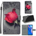 Custodia in pelle PU a vibrazione orizzontale con chiusura magnetica a disegno colorato di tensione con supporto e slot per schede, For Huawei P Smart Z / Y9 Prime / 9X / 9X Pro