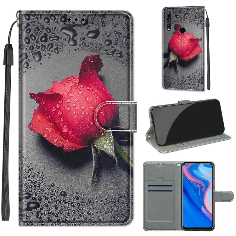 Custodia in pelle PU a vibrazione orizzontale con chiusura magnetica a disegno colorato di tensione con supporto e slot per schede, For Huawei P Smart Z / Y9 Prime / 9X / 9X Pro