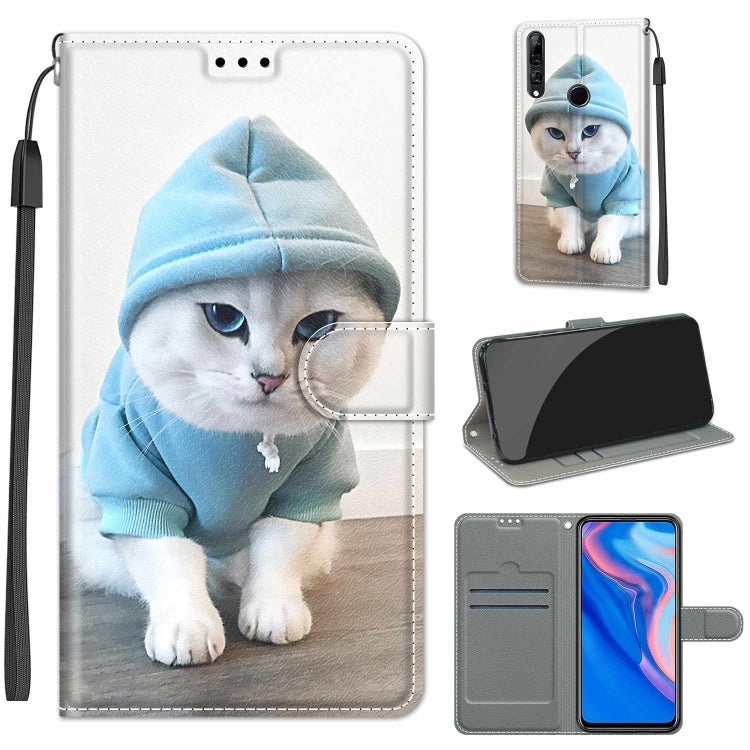Custodia in pelle PU a vibrazione orizzontale con chiusura magnetica a disegno colorato di tensione con supporto e slot per schede, For Huawei P Smart Z / Y9 Prime / 9X / 9X Pro