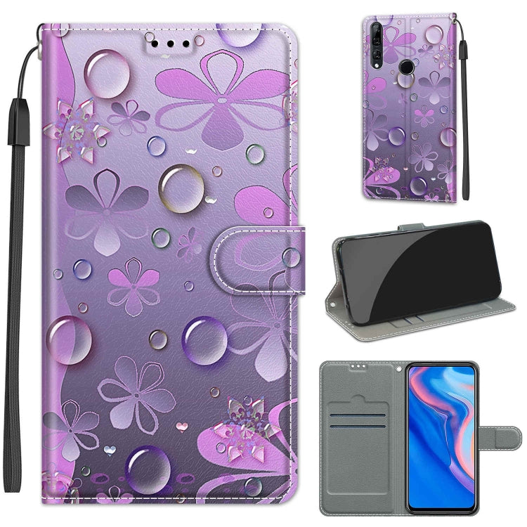 Custodia in pelle PU a vibrazione orizzontale con chiusura magnetica a disegno colorato di tensione con supporto e slot per schede, For Huawei P Smart Z / Y9 Prime / 9X / 9X Pro