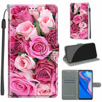 Custodia in pelle PU a vibrazione orizzontale con chiusura magnetica a disegno colorato di tensione con supporto e slot per schede, For Huawei P Smart Z / Y9 Prime / 9X / 9X Pro