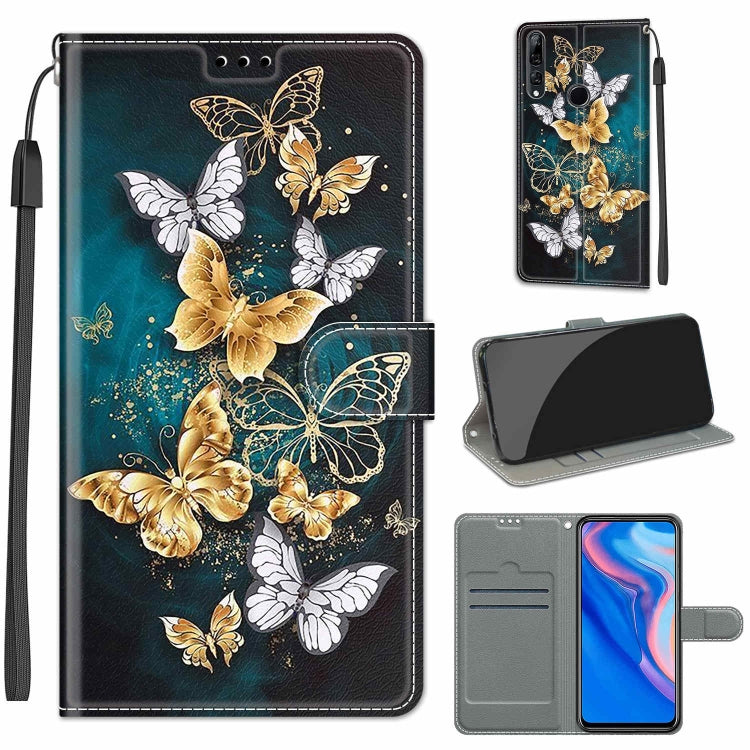Custodia in pelle PU a vibrazione orizzontale con chiusura magnetica a disegno colorato di tensione con supporto e slot per schede, For Huawei P Smart Z / Y9 Prime / 9X / 9X Pro
