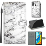 Custodia in pelle PU a vibrazione orizzontale con chiusura magnetica a disegno colorato di tensione con supporto e slot per schede, For Huawei P30 Lite