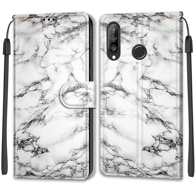 Custodia in pelle PU a vibrazione orizzontale con chiusura magnetica a disegno colorato di tensione con supporto e slot per schede, For Huawei P30 Lite