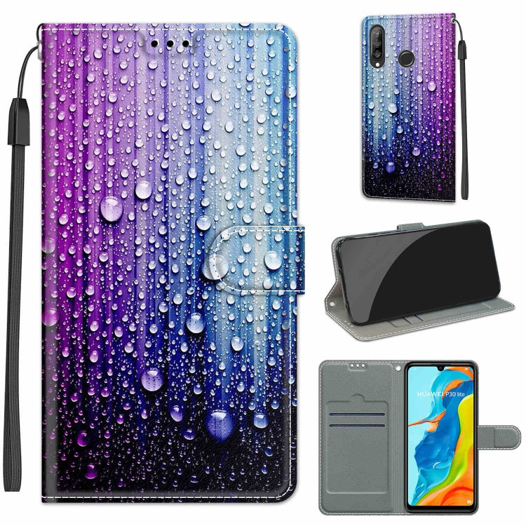 Custodia in pelle PU a vibrazione orizzontale con chiusura magnetica a disegno colorato di tensione con supporto e slot per schede, For Huawei P30 Lite