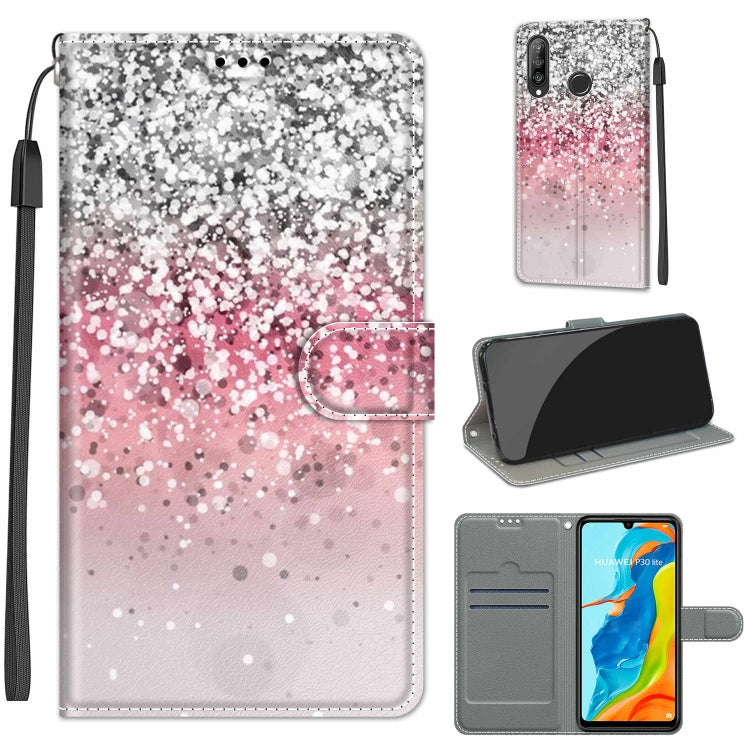 Custodia in pelle PU a vibrazione orizzontale con chiusura magnetica a disegno colorato di tensione con supporto e slot per schede, For Huawei P30 Lite