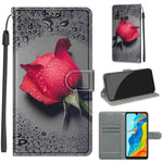 Custodia in pelle PU a vibrazione orizzontale con chiusura magnetica a disegno colorato di tensione con supporto e slot per schede, For Huawei P30 Lite