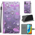 Custodia in pelle PU a vibrazione orizzontale con chiusura magnetica a disegno colorato di tensione con supporto e slot per schede, For Huawei P30 Lite
