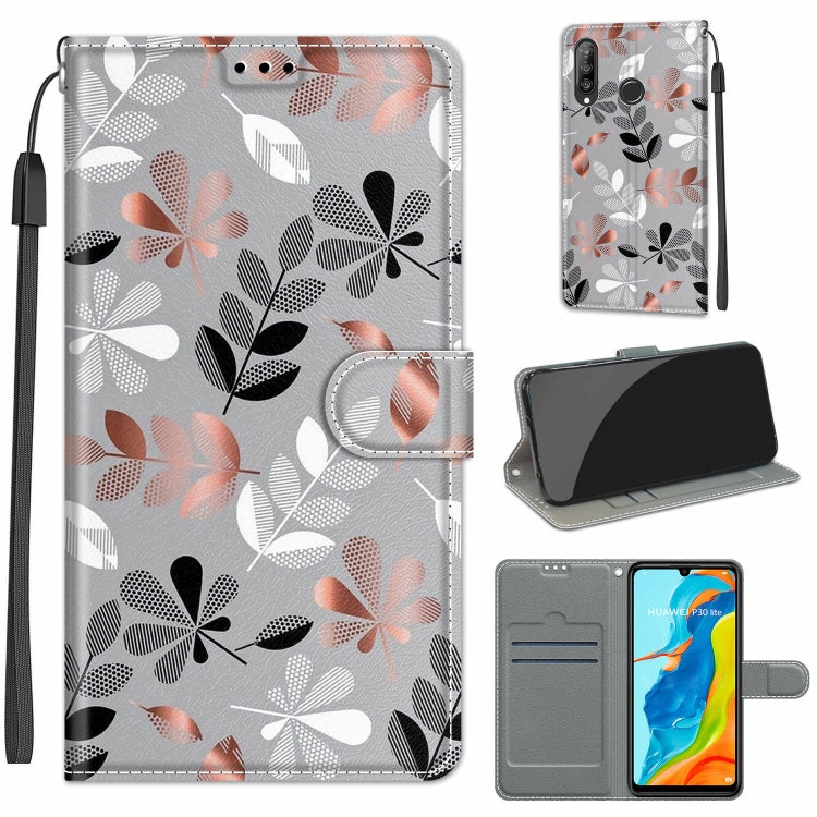 Custodia in pelle PU a vibrazione orizzontale con chiusura magnetica a disegno colorato di tensione con supporto e slot per schede, For Huawei P30 Lite