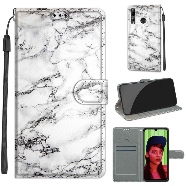 Custodia in pelle PU a vibrazione orizzontale con chiusura magnetica a disegno colorato di tensione con supporto e slot per schede, For Huawei P Smart+ 2019