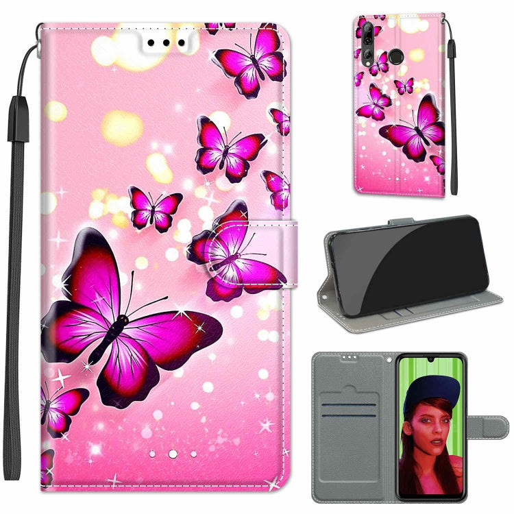 Custodia in pelle PU a vibrazione orizzontale con chiusura magnetica a disegno colorato di tensione con supporto e slot per schede, For Huawei P Smart+ 2019