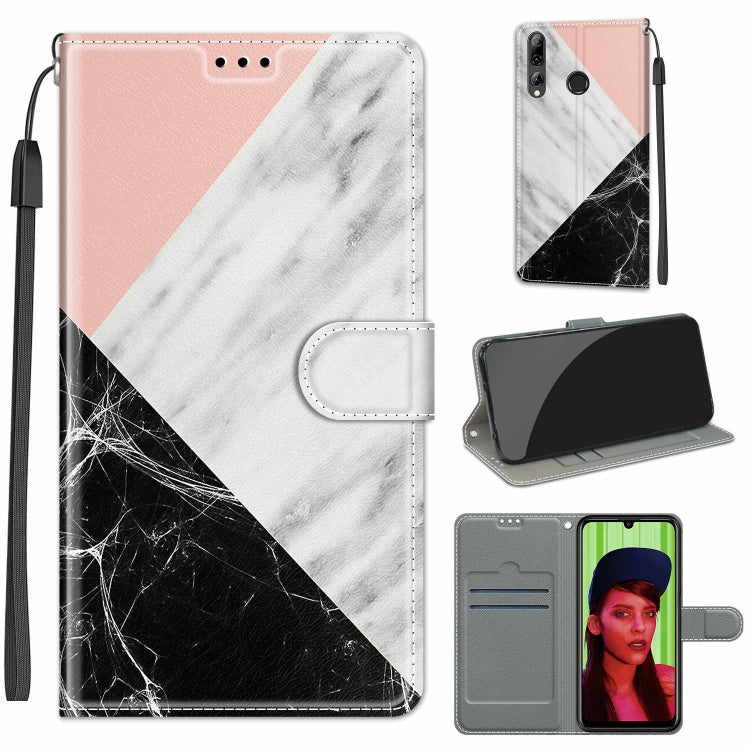 Custodia in pelle PU a vibrazione orizzontale con chiusura magnetica a disegno colorato di tensione con supporto e slot per schede, For Huawei P Smart+ 2019