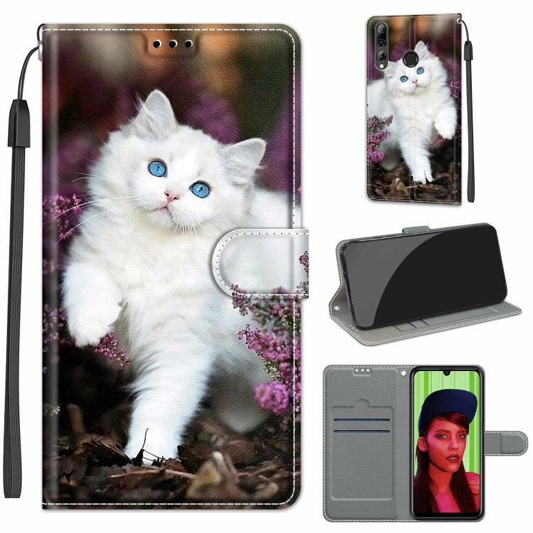 Custodia in pelle PU a vibrazione orizzontale con chiusura magnetica a disegno colorato di tensione con supporto e slot per schede, For Huawei P Smart+ 2019