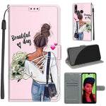 Custodia in pelle PU a vibrazione orizzontale con chiusura magnetica a disegno colorato di tensione con supporto e slot per schede, For Huawei P Smart+ 2019