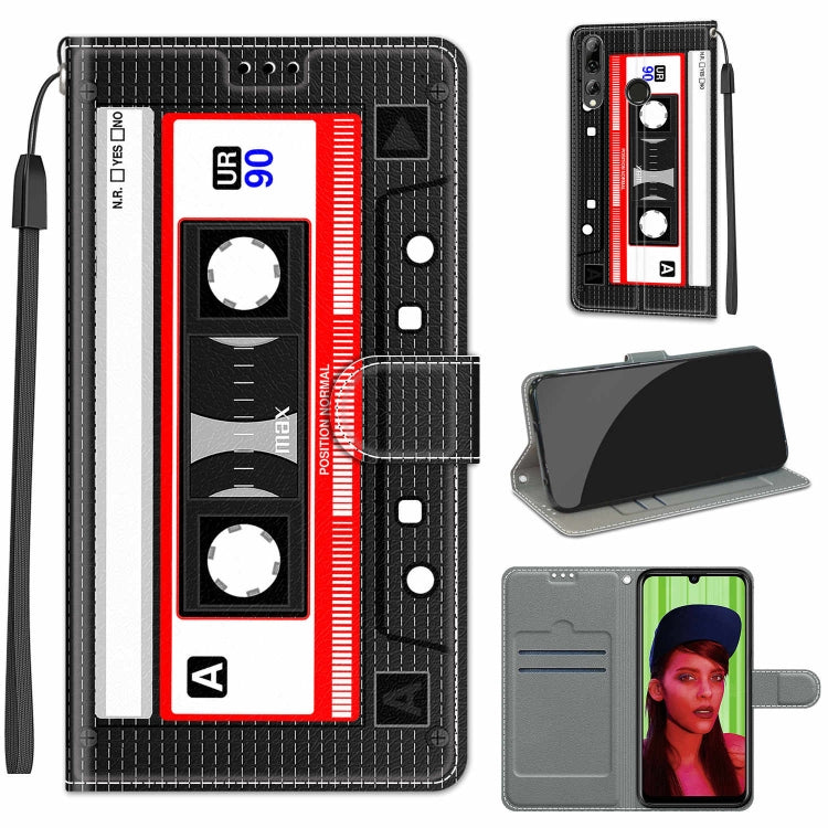 Custodia in pelle PU a vibrazione orizzontale con chiusura magnetica a disegno colorato di tensione con supporto e slot per schede, For Huawei P Smart+ 2019