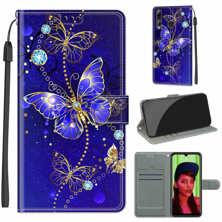 Custodia in pelle PU a vibrazione orizzontale con chiusura magnetica a disegno colorato di tensione con supporto e slot per schede, For Huawei P Smart+ 2019