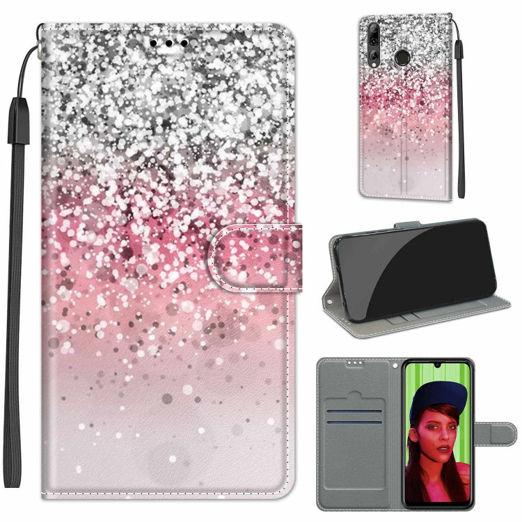 Custodia in pelle PU a vibrazione orizzontale con chiusura magnetica a disegno colorato di tensione con supporto e slot per schede, For Huawei P Smart+ 2019