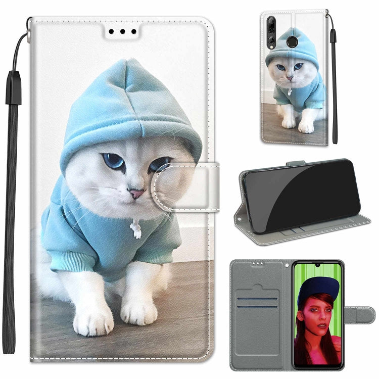 Custodia in pelle PU a vibrazione orizzontale con chiusura magnetica a disegno colorato di tensione con supporto e slot per schede, For Huawei P Smart+ 2019