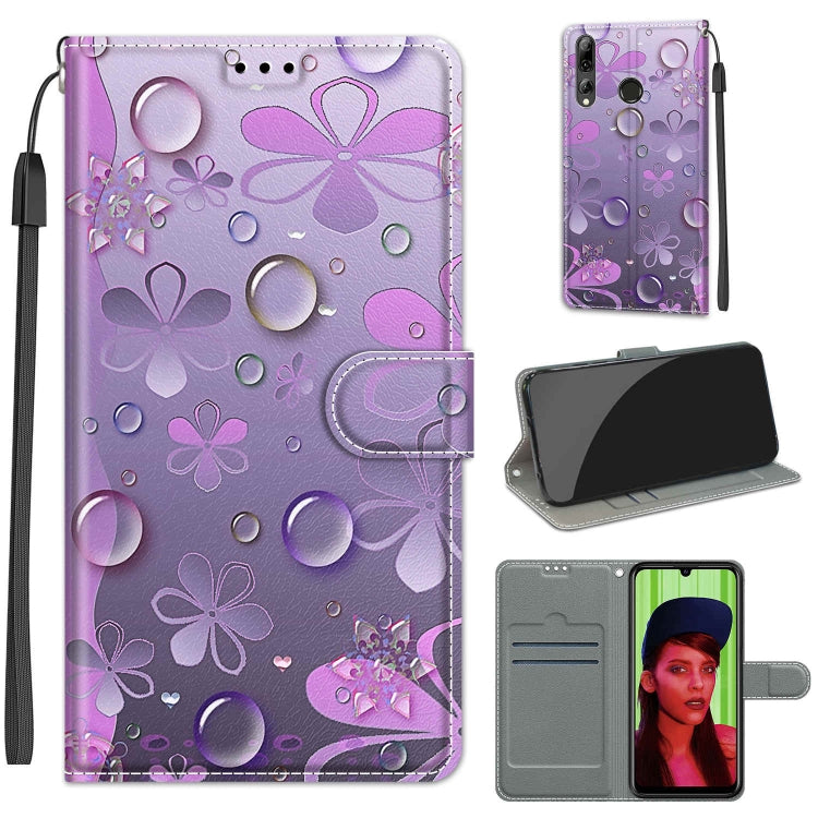 Custodia in pelle PU a vibrazione orizzontale con chiusura magnetica a disegno colorato di tensione con supporto e slot per schede, For Huawei P Smart+ 2019