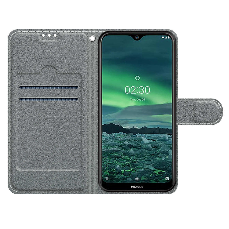 Custodia in pelle PU a vibrazione orizzontale con chiusura magnetica a disegno colorato di tensione con supporto e slot per schede, For Nokia 2.3