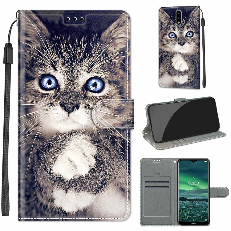Custodia in pelle PU a vibrazione orizzontale con chiusura magnetica a disegno colorato di tensione con supporto e slot per schede, For Nokia 2.3