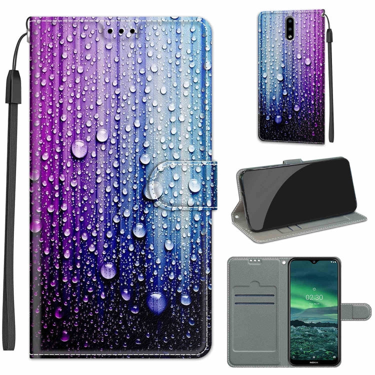Custodia in pelle PU a vibrazione orizzontale con chiusura magnetica a disegno colorato di tensione con supporto e slot per schede, For Nokia 2.3