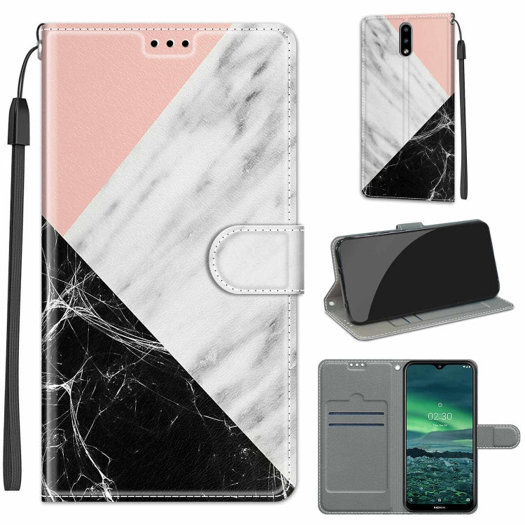 Custodia in pelle PU a vibrazione orizzontale con chiusura magnetica a disegno colorato di tensione con supporto e slot per schede, For Nokia 2.3