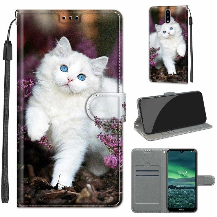 Custodia in pelle PU a vibrazione orizzontale con chiusura magnetica a disegno colorato di tensione con supporto e slot per schede, For Nokia 2.3