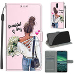 Custodia in pelle PU a vibrazione orizzontale con chiusura magnetica a disegno colorato di tensione con supporto e slot per schede, For Nokia 2.3